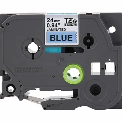 Brother P-Touch TZe551, Laminated, ~1in x 26.2ft (24mm x 8m), Black on Blue Label Tape