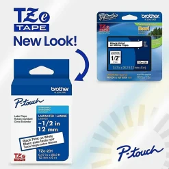 Brother P-Touch TZe441, Laminated, ~3/4in x 26.2ft (18mm x 8m), Black on Red Label Tape