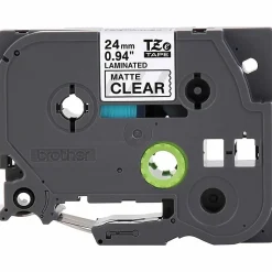 Brother P-touch TZeM51, Premium Matte Laminated, ~1in x 26.2ft (24mm x 8m), Black on Clear Label Tape