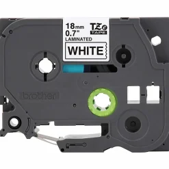 Brother P-Touch TZeS241, Strong Adhesive, Laminated, 0.7 in x 26.2 ft (18mm x 8m), Black on White Label Tape