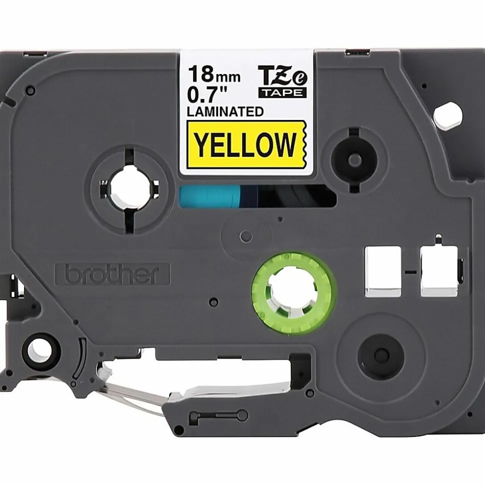 Brother P-Touch TzeS641, Strong Adhesive Laminated,~3/4in x 26.2ft (18mm x 8m), Black on Yellow Label Tape