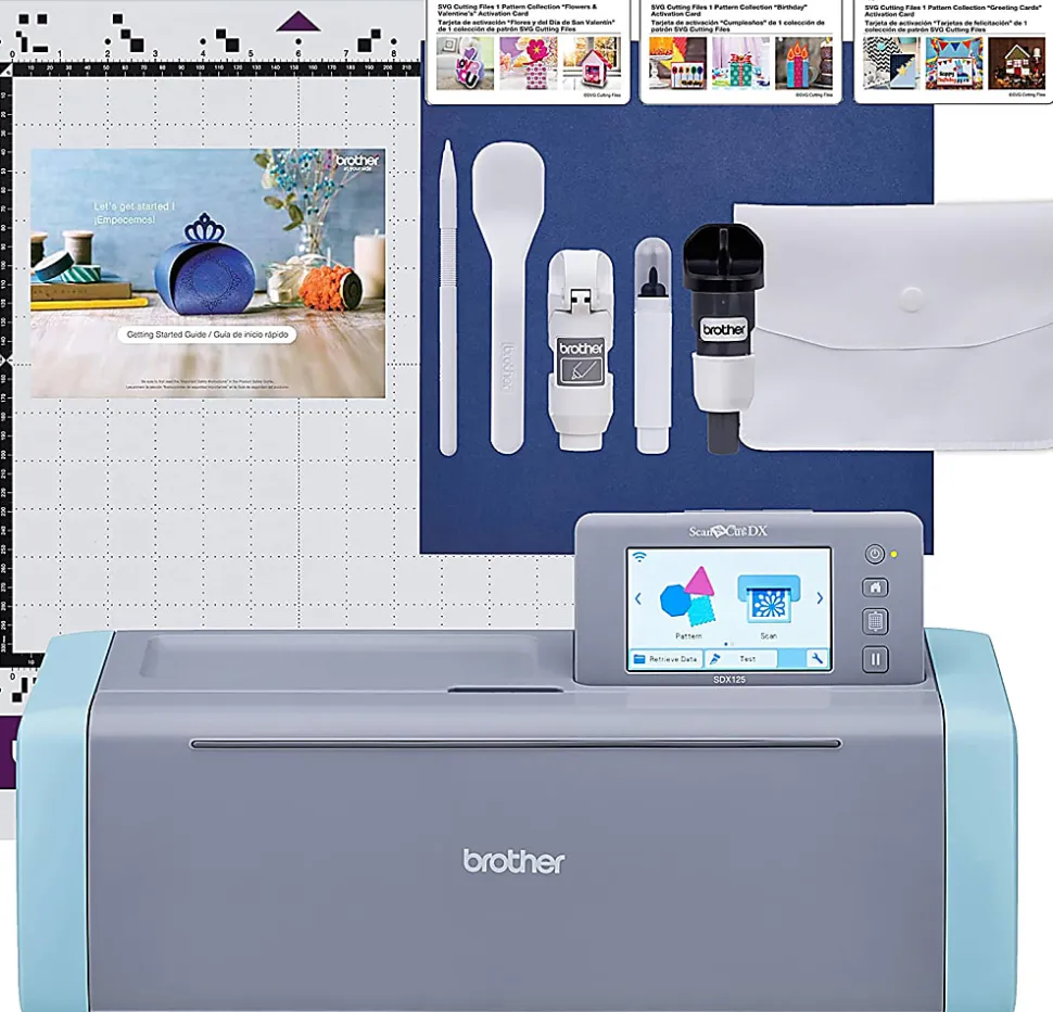 Brother® ScanNCut SDX125e 7-Piece DIY Cutting Machine Set With Scanner, Blue/Gray
