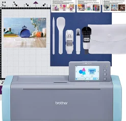 Brother® ScanNCut SDX125e 9-Piece DIY Cutting Machine Set With Scanner, Blue/Gray