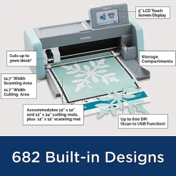 Brother® ScanNCut SDX125e 9-Piece DIY Cutting Machine Set With Scanner, Blue/Gray
