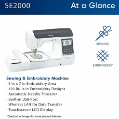 Brother® SE2000 Computerized Sewing And Embroidery Machine, White