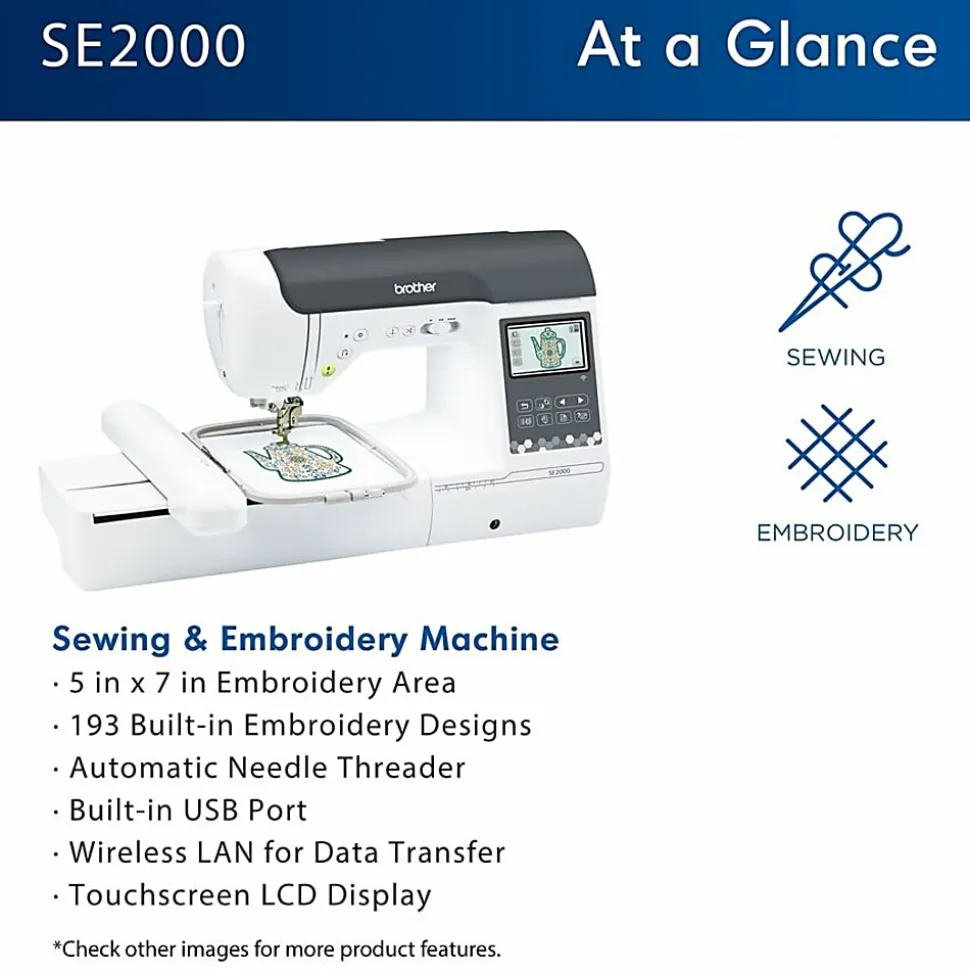 Brother® SE2000 Computerized Sewing And Embroidery Machine, White
