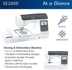Brother® SE2000 Computerized Sewing And Embroidery Machine, White