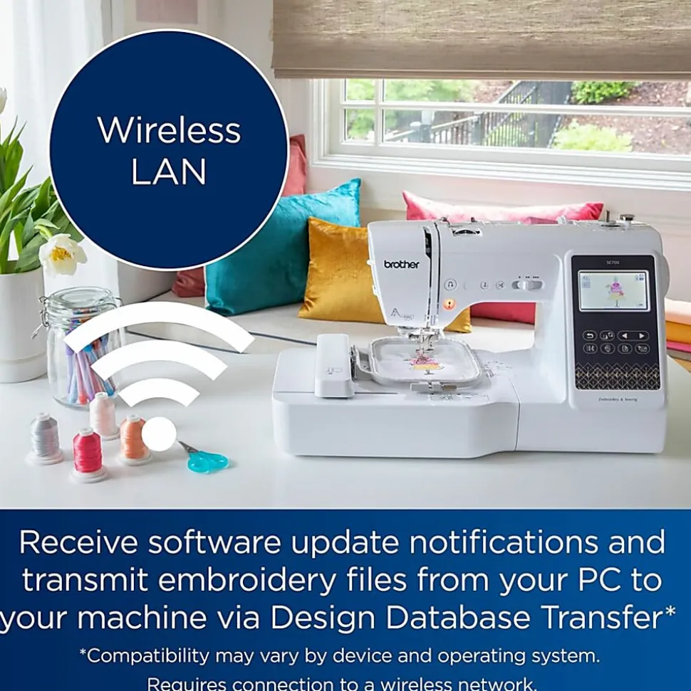 Brother SE700 Sewing and Embroidery Machine, Wireless LAN Connected, 135 Built-in Designs - SE700