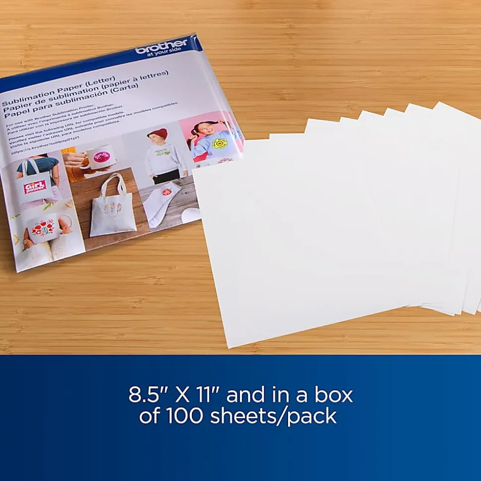 Brother Sublimation Paper, 8-1/2" x 11", White, Pack Of 100 Sheets