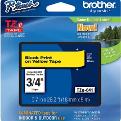 Brother TZe-641 Black-On-Yellow Tape, 0.75