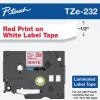 Brother TZe-232 Red-On-White Tape, 0.5" x 26.2'