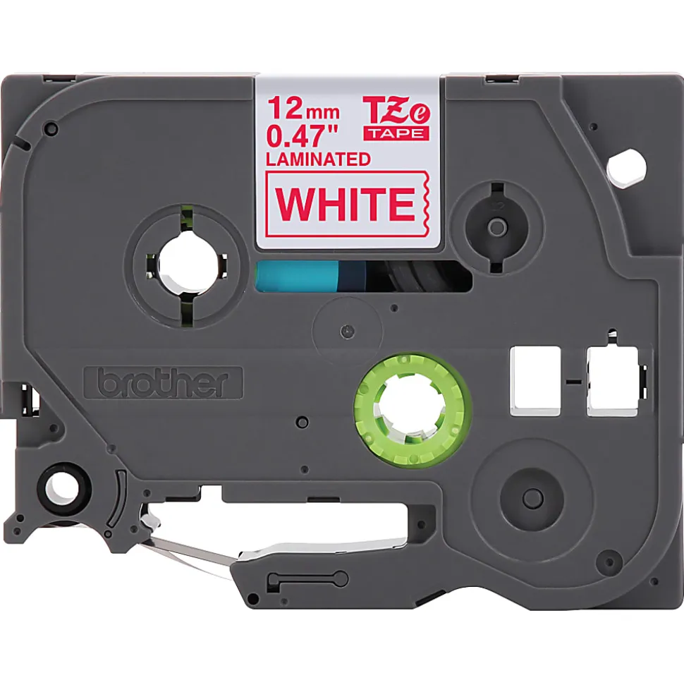 Brother TZe-232 Red-On-White Tape, 0.5" x 26.2'