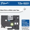 Brother TZe-S221 Black-On-White Industrial-Strength Tape, 0.38" x 26'