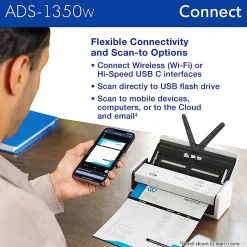 Brother Wireless Compact Desktop Scanner, ADS-1350W