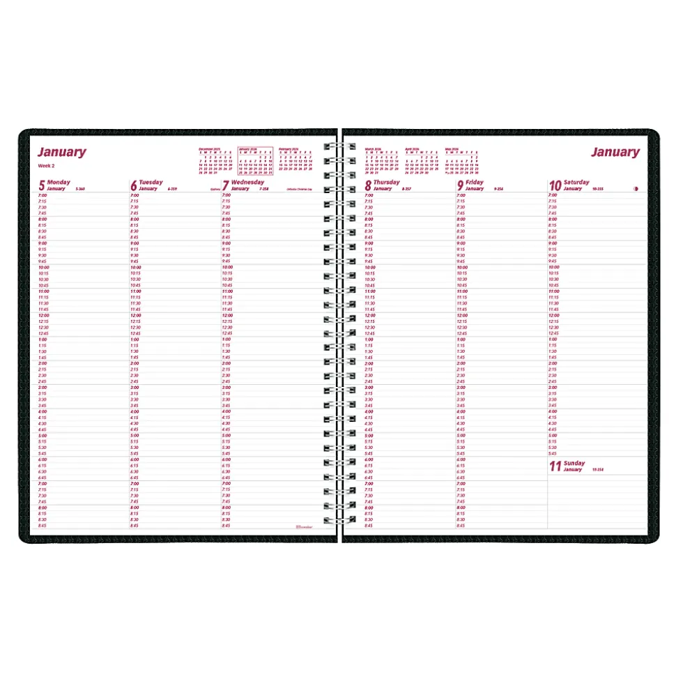 2026 Brownline® DuraFlex Weekly Appointment Planner, 11" x 8-1/2", 50% Recycled, Black, January To December, CB950V.BLK