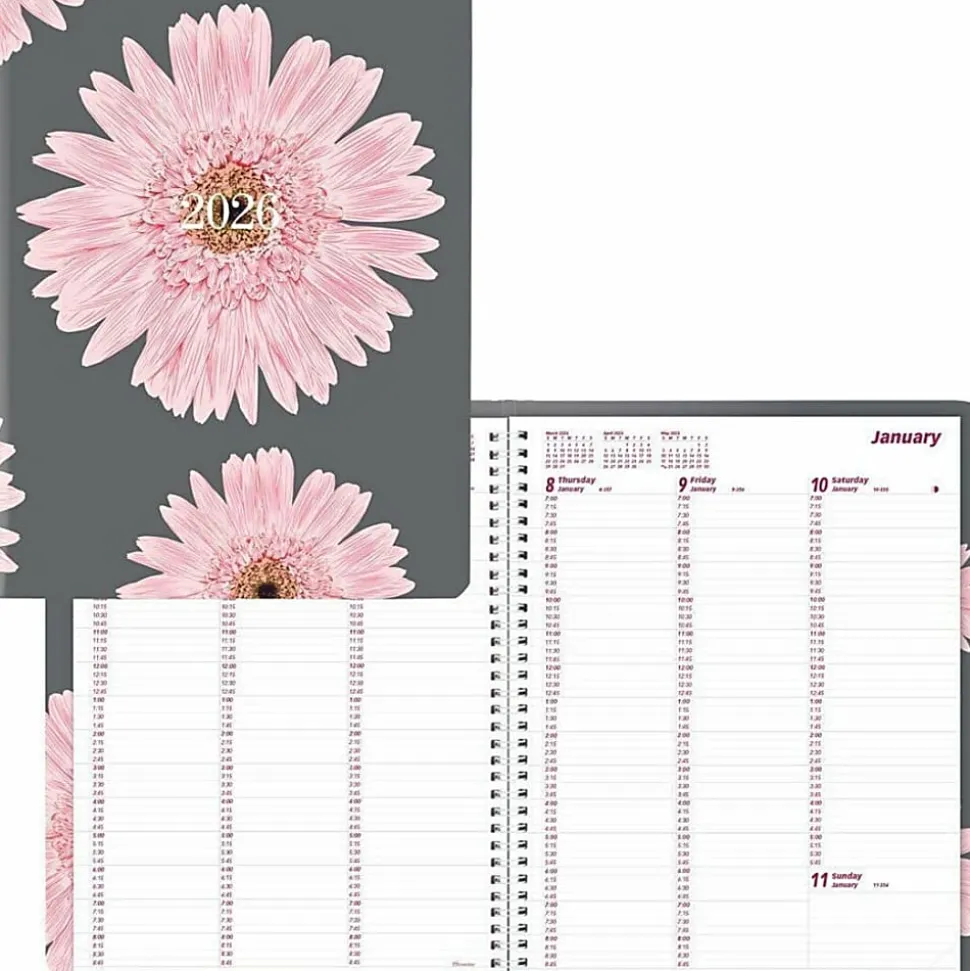 2026 Brownline® Essential Weekly Appointment Planner, 11" x 8-1/2", 50% Recycled, Pink Daisy, January To December, CB950G.05