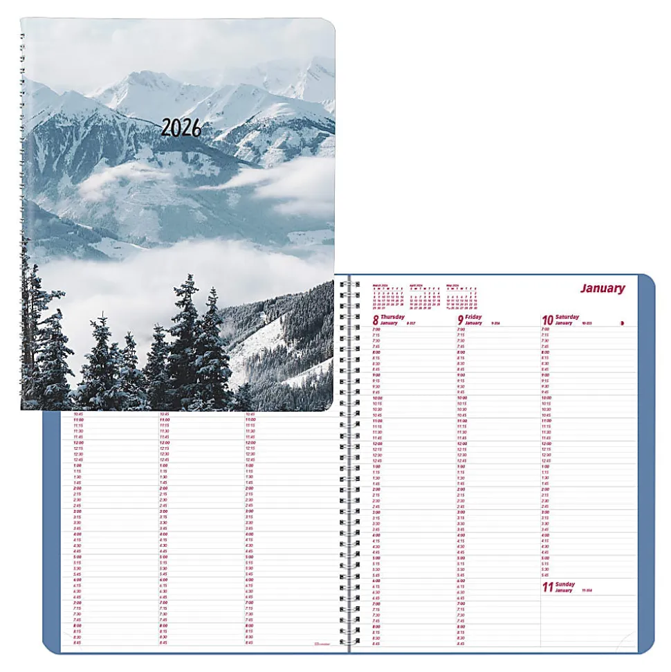 2026 Brownline Essential Weekly Appointment Planner, 11" x 8-1/2", 50% Recycled, Mountain - Snow, January To December, CB950G.03