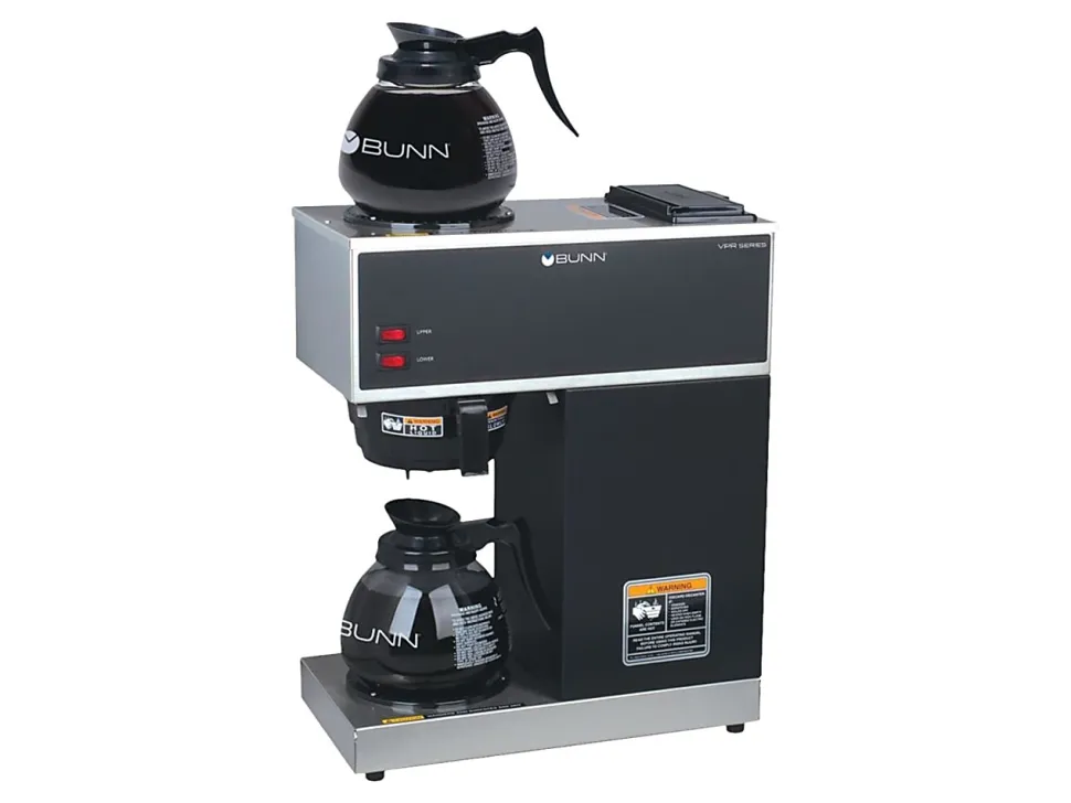 Bunn® VPR 12-Cup Commercial Pourover Coffee Brewer With 2 Glass Decanters, Black/Stainless Steel