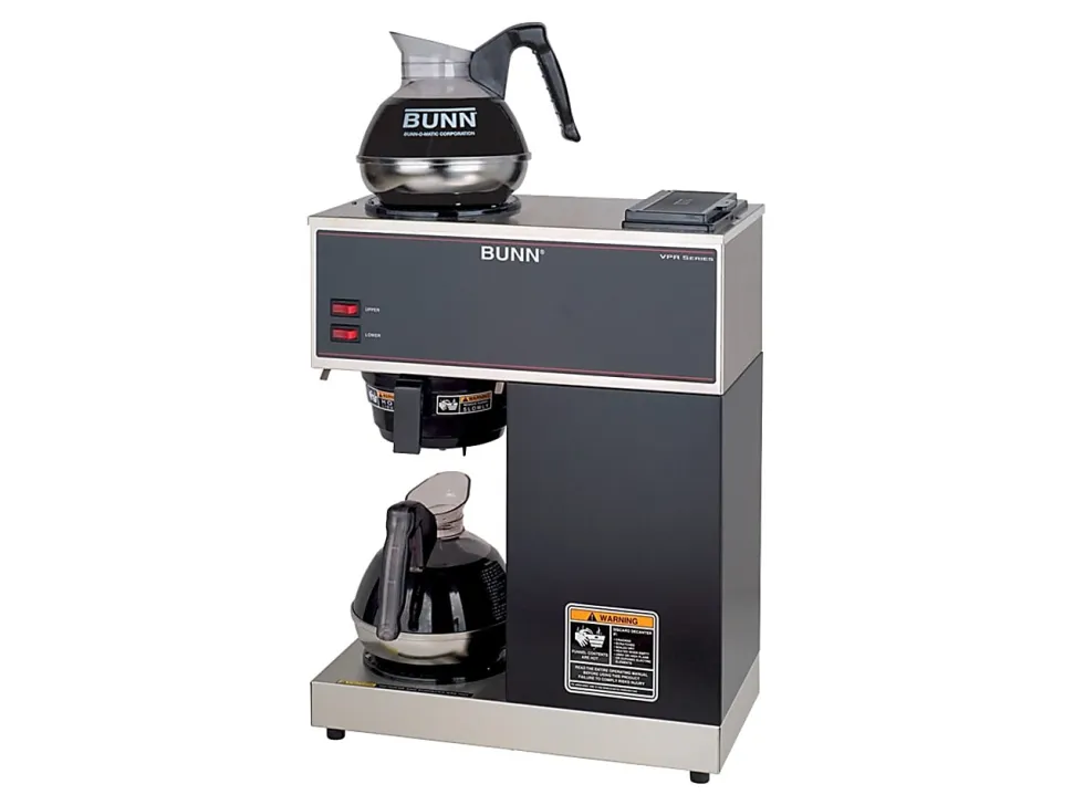 Bunn® VPR 12-Cup Commercial Pourover Coffee Brewer With 2 Glass Decanters, Black/Stainless Steel