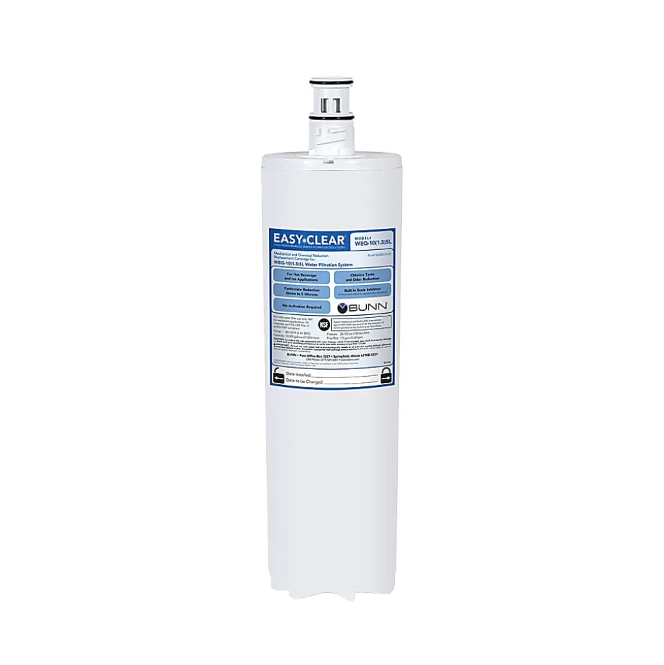 BUNN WEQ-10 5L Water Filter Replacement Cartridge, 13-1/8”H x 3-5/8”H x 3-5/8”D, White