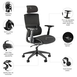 Bush Business Furniture Align Fabric High Back Ergonomic Office Chair with Lumbar Support, Black Nylon Mesh, Standard Deliver Service