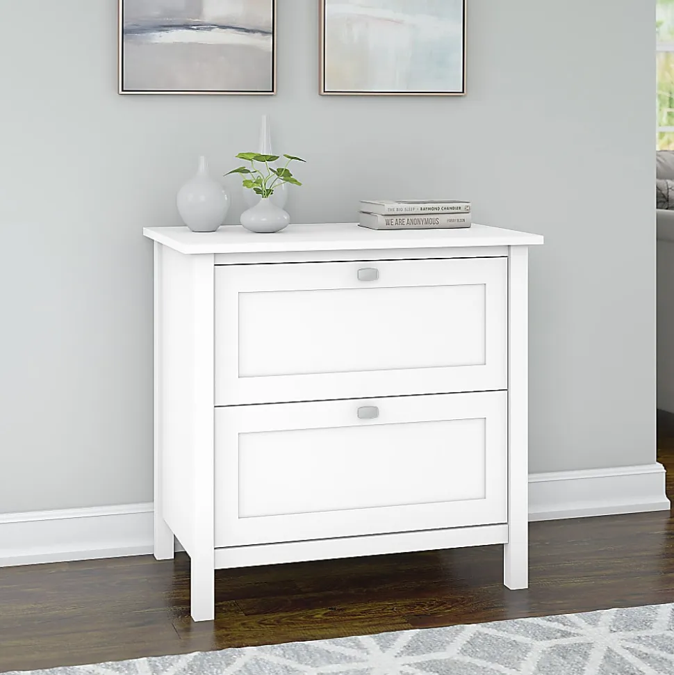 Bush Business Furniture Broadview 30"W x 19-3/4"D Lateral 2-Drawer File Cabinet, Pure White, Standard Delivery