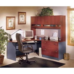 Bush Business Furniture Components 72"W Corner Right-Hand Computer Desk, Hansen Cherry/Graphite Gray, Standard Delivery