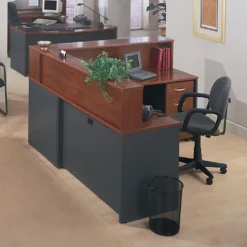 Bush Business Furniture Components 72"W Corner Left-Hand Computer Desk, Hansen Cherry/Graphite Gray, Standard Delivery