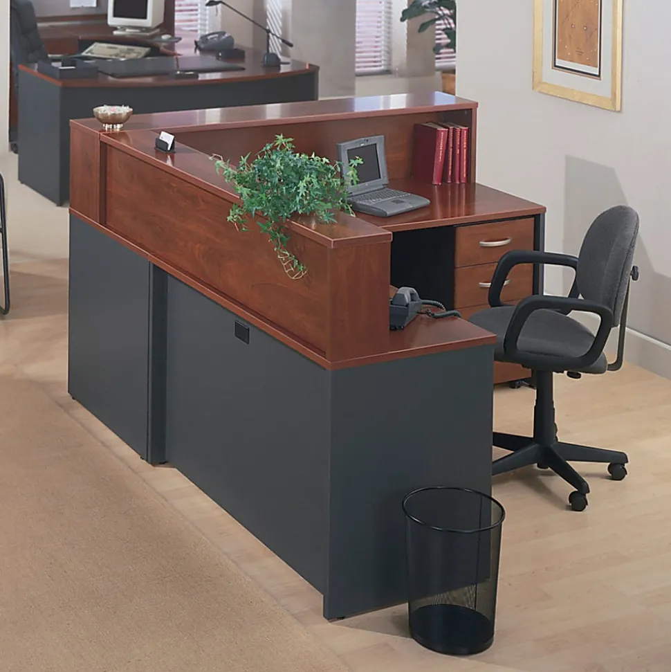 Bush Business Furniture Components 72"W Corner Left-Hand Computer Desk, Hansen Cherry/Graphite Gray, Standard Delivery