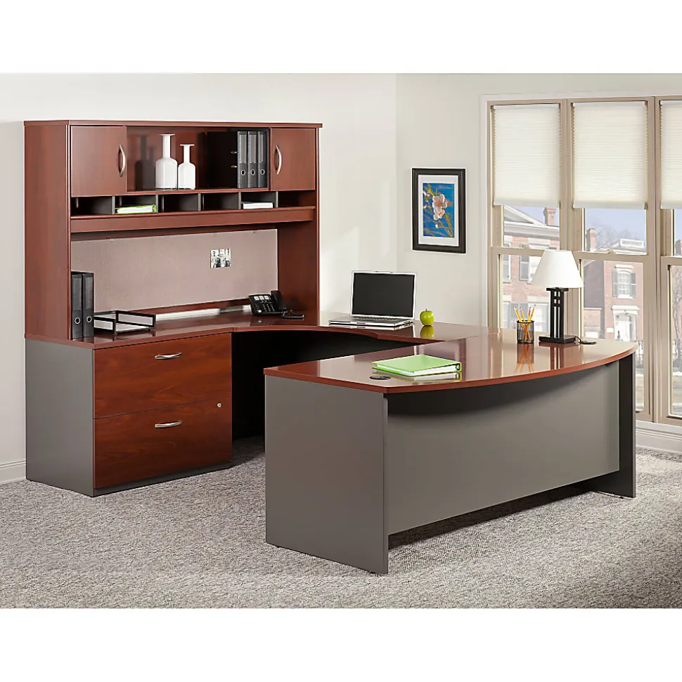 Bush Business Furniture Components 72"W Corner Left-Hand Computer Desk, Hansen Cherry/Graphite Gray, Standard Delivery