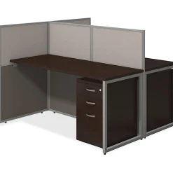 Bush Business Furniture Easy Office 60W 2-Person Straight Desk Open Office, Mocha Cherry, Standard Delivery