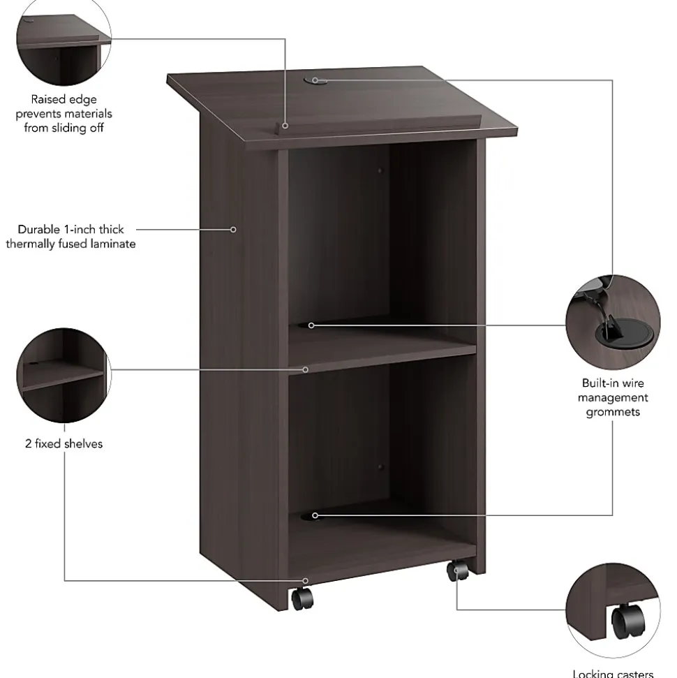 Bush Business Furniture Envision Stand Up Lectern, 29"W x 48"H, Storm Gray, Standard Delivery