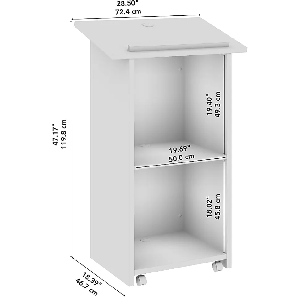 Bush Business Furniture Envision Stand Up Lectern, 29"W x 48"H, Storm Gray, Standard Delivery