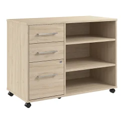 Bush Business Furniture Hustle Office Storage Cabinet With Wheels, Natural Elm, Standard Delivery