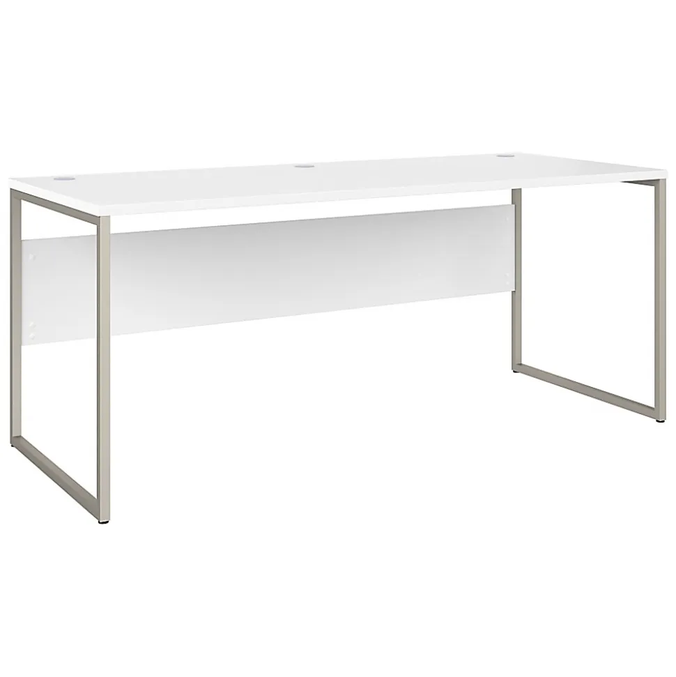 Bush® Business Furniture Hybrid 72"W x 30"D Computer Table Desk With Metal Legs, White, Standard Delivery