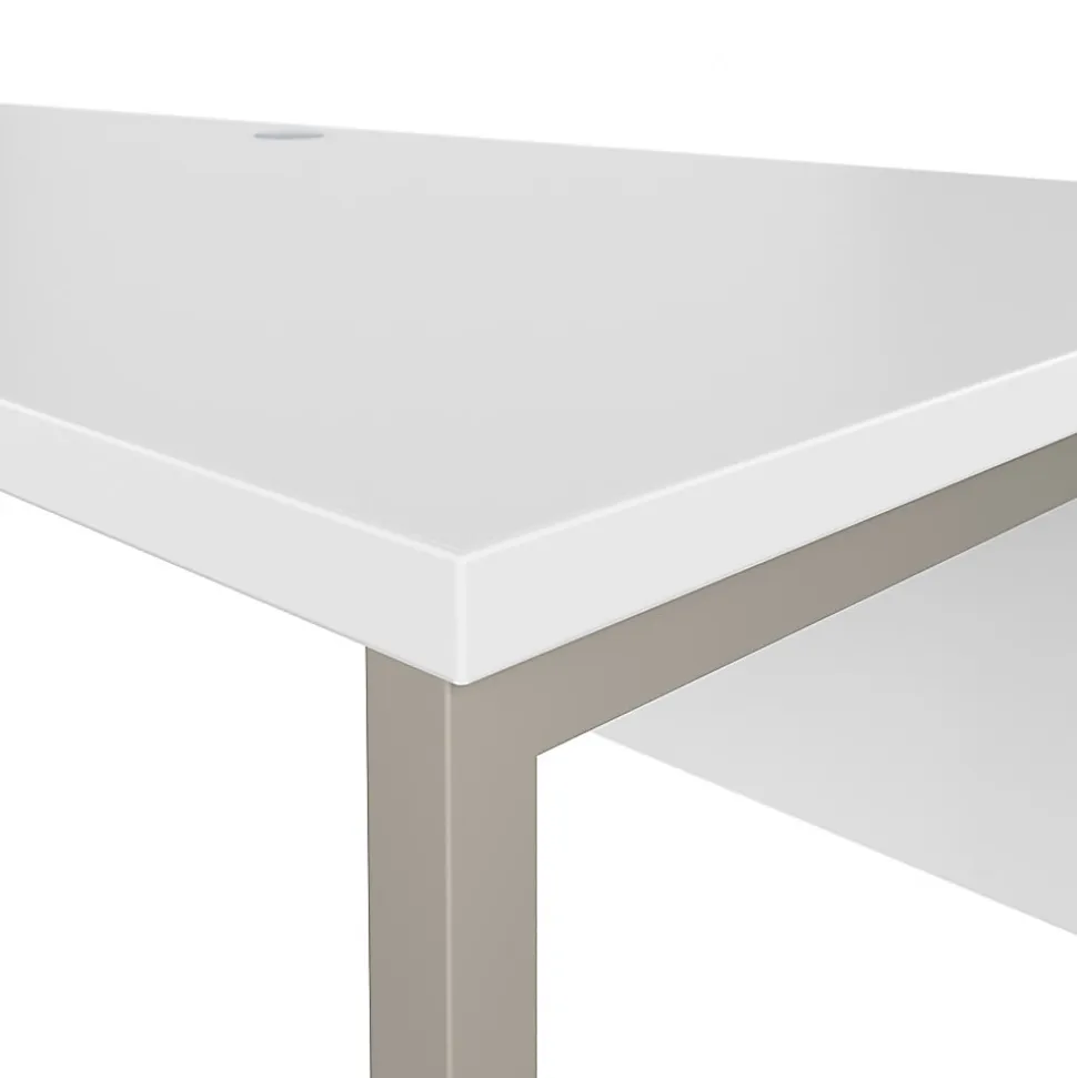 Bush® Business Furniture Hybrid 72"W x 30"D Computer Table Desk With Metal Legs, White, Standard Delivery