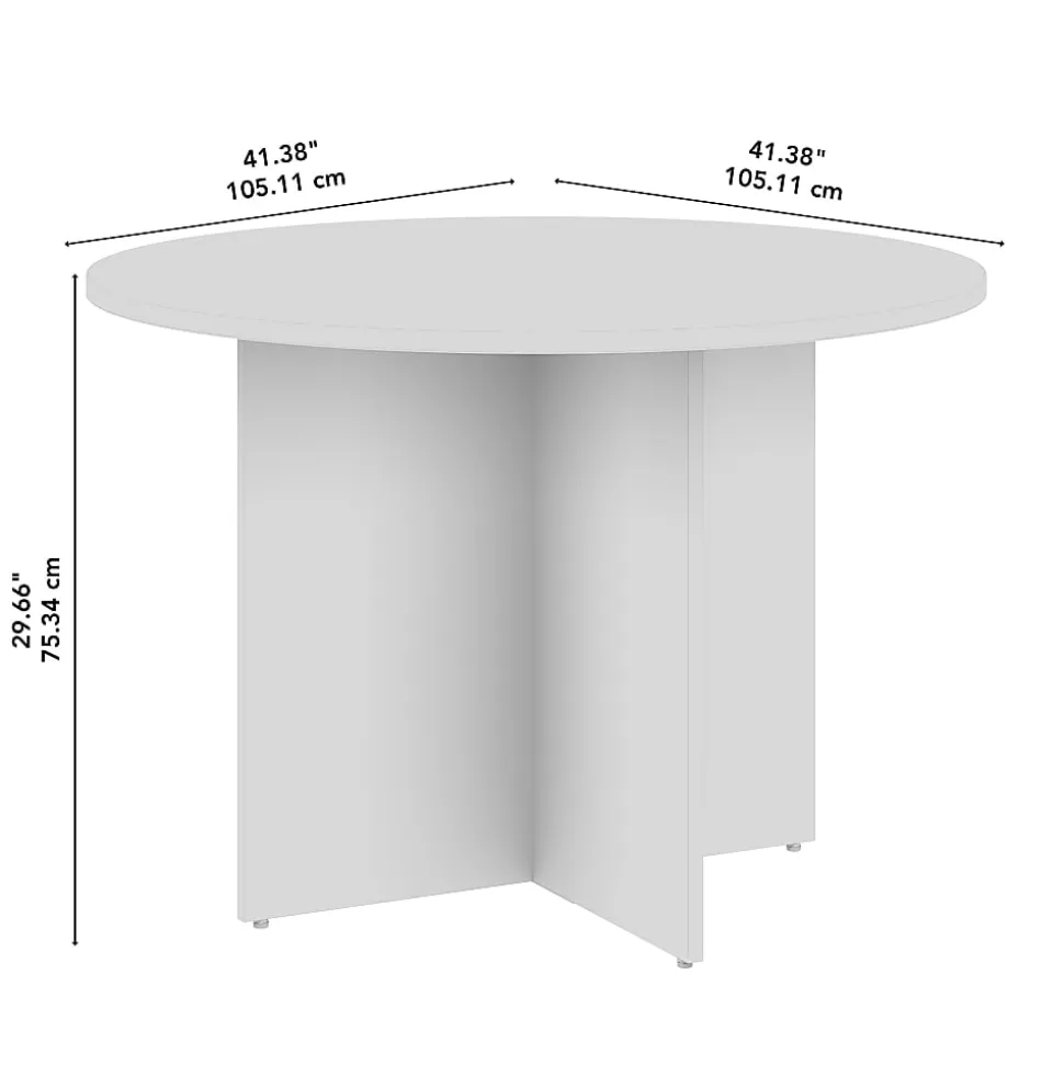 Bush Business Furniture 42-inch Round Conference Table with Wood Base, Platinum Gray, Standard Delivery