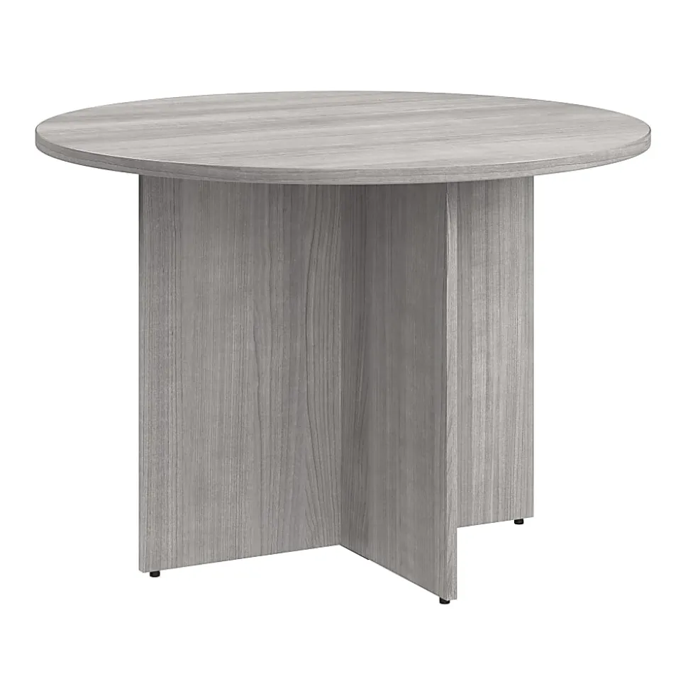 Bush Business Furniture 42-inch Round Conference Table with Wood Base, Platinum Gray, Standard Delivery