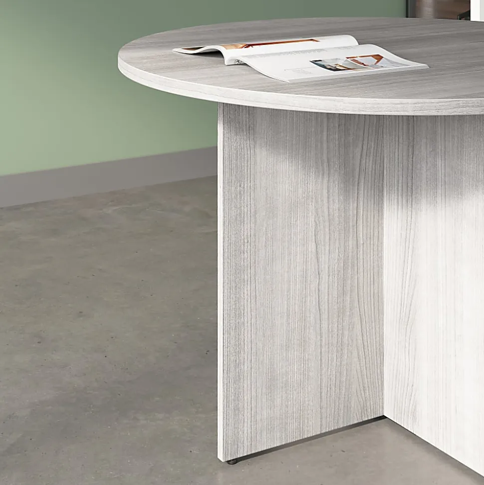 Bush Business Furniture 42-inch Round Conference Table with Wood Base, Platinum Gray, Standard Delivery