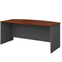 Bush Business Furniture Series C Components Bow Front Desk, 72"W x 36"D, Hansen Cherry/Graphite Gray, Standard Delivery
