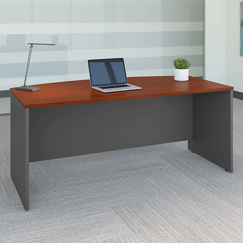 Bush Business Furniture Series C Components Bow Front Desk, 72"W x 36"D, Hansen Cherry/Graphite Gray, Standard Delivery