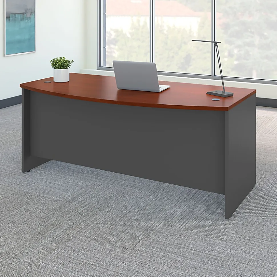 Bush Business Furniture Series C Components Bow Front Desk, 72"W x 36"D, Hansen Cherry/Graphite Gray, Standard Delivery