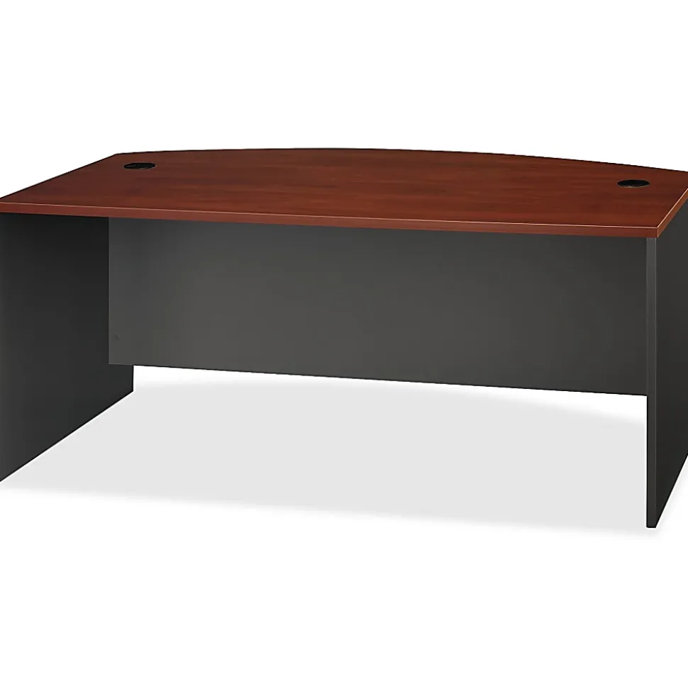 Bush Business Furniture Series C Components Bow Front Desk, 72"W x 36"D, Hansen Cherry/Graphite Gray, Standard Delivery