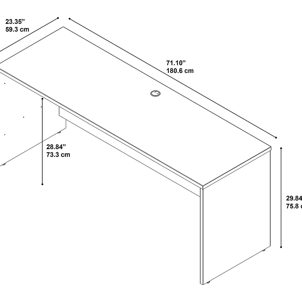 Bush Business Furniture Series C Components Credenza Desk 72"W x 24"D, Hansen Cherry/Graphite Gray, Standard Delivery