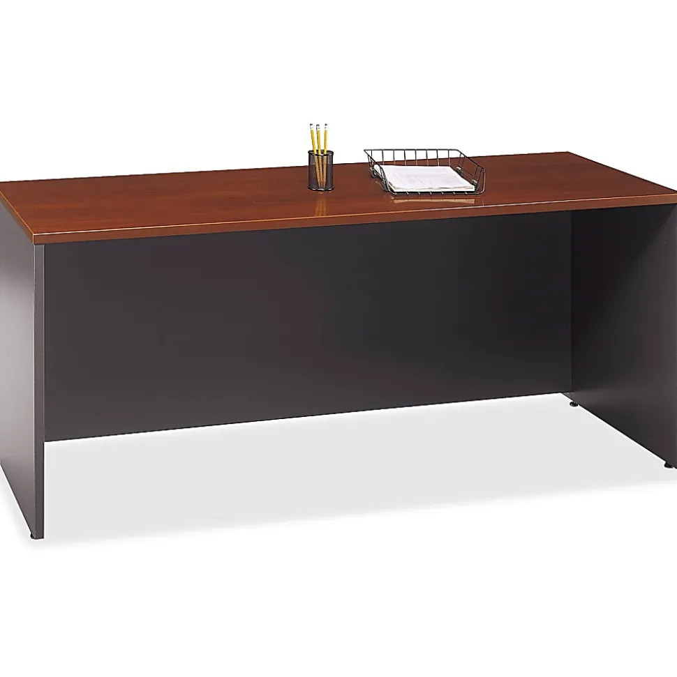 Bush Business Furniture Series C Components Credenza Desk 72"W x 24"D, Hansen Cherry/Graphite Gray, Standard Delivery