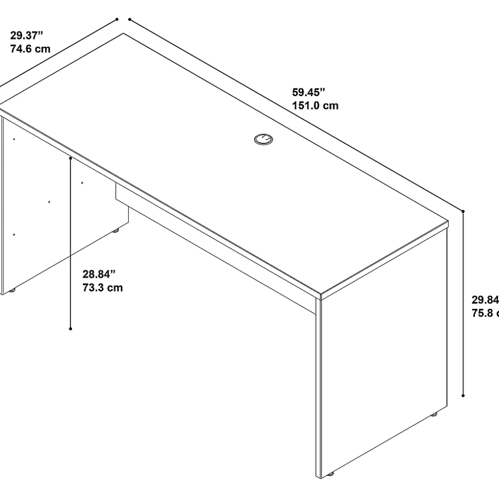 Bush Business Furniture Series C Components 60"W Credenza Computer Desk, Mocha Cherry, Standard Delivery