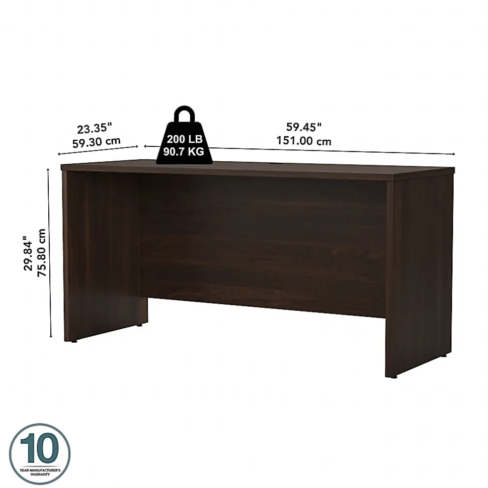 Bush Business Furniture Studio C 60"W Credenza Computer Desk, Black Walnut, Standard Delivery