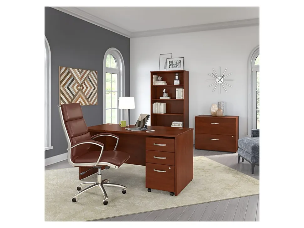 Bush Business Furniture Studio C 73"H 5-Shelf Bookcase, Hansen Cherry, Standard Delivery