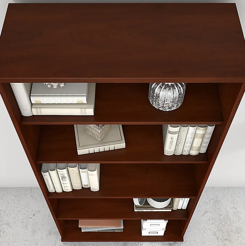 Bush Business Furniture Studio C 73"H 5-Shelf Bookcase, Hansen Cherry, Standard Delivery