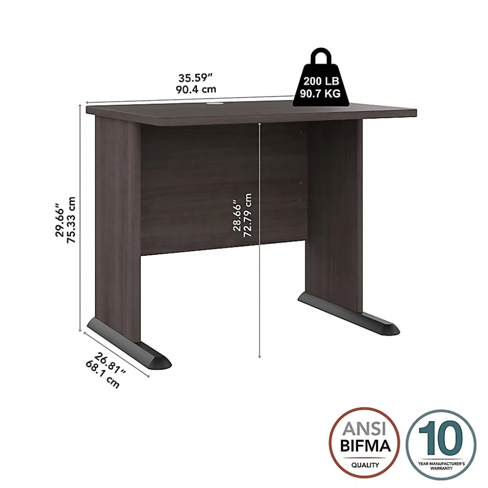 Bush® Business Furniture Studio A 36"W Small Computer Desk, Storm Gray, Standard Delivery